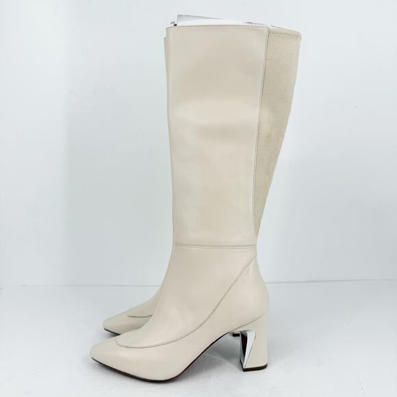 Linea Paolo Womens Jaime Boots Size 8.5M Cream Knee High Heels Leather NWOB - Picture 7 of 11